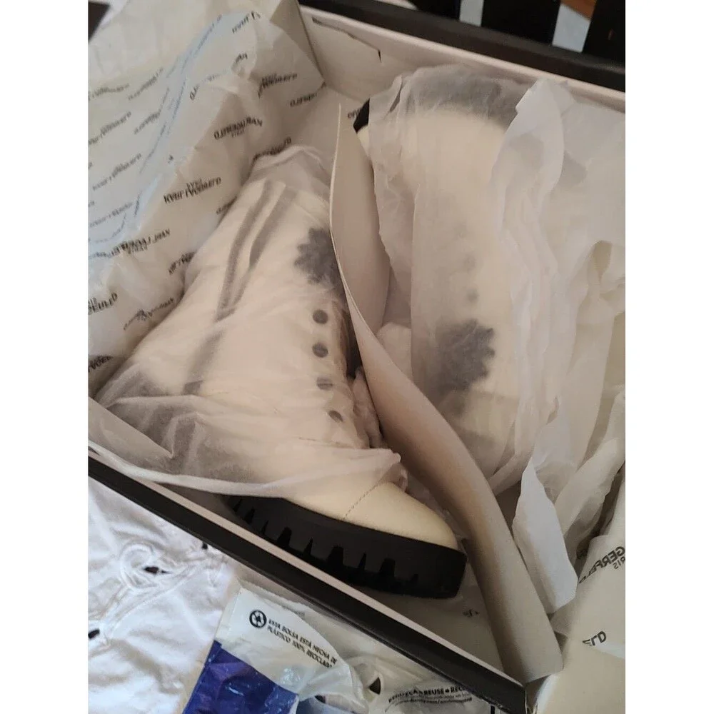 Karl Lagerfeld Women's Pippa Lug Sole Combat Boot Black Rhinestones Size 6
